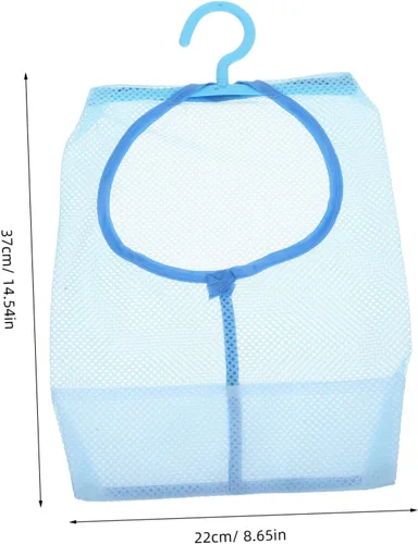Vista 2 de YarNOW - Bolsa multiusos con percha, malla para lavandería, cesta de almacenamiento plegable para colgar, gancho para ropa y toalla (azul)