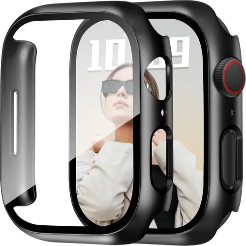 Vista 16 de JR.DM - Juego de 2 fundas de policarbonato duro de 38 mm con protector de pantalla de vidrio templado HD para Apple Watch Series 3/2/1, protector