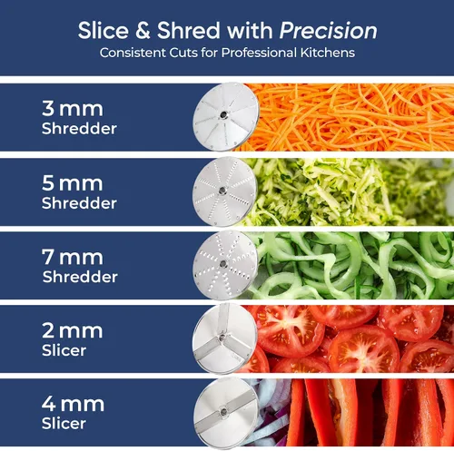 Vista 4 de TK Commercial Vegetable Chopper 750W - 5 discos para procesamiento de alimentos - NSF