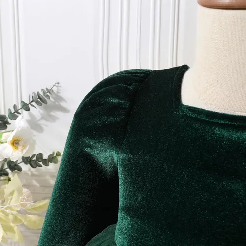 Vista 6 de ODIZLI Vestido de manga larga de terciopelo para niñas pequeñas