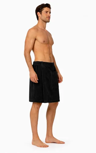 Vista 2 de Toalla ajustable de terciopelo de rizo de algodón turco para hombres (negro, talla única)