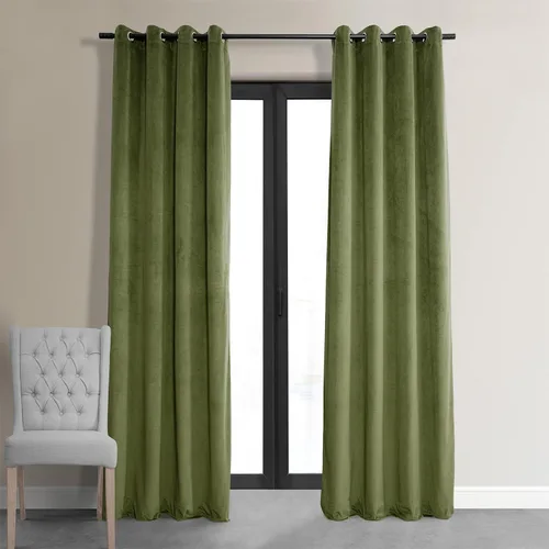 Vista 18 de Half Price Drapes VPCH-110602-84-GRBO cortinas oscurecedoras de ojales terciopelo