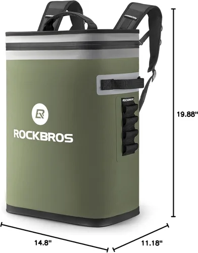 Vista 7 de ROCKBROS Enfriador de mochila a prueba de fugas, enfriador de lados suaves, impermeable, aislada, bolsa enfriadora para 36 latas, enfriador suave