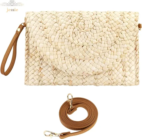 Vista 2 de Bolso de playa de verano para mujer, bolso de mano con asa superior, bolso de viaje de gran capacidad, bolso de mano tejido a mano, bolso grande