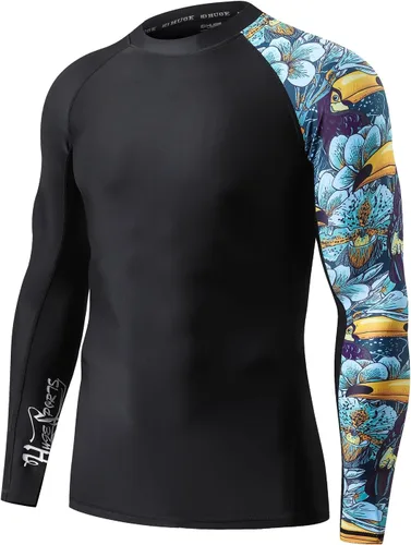 Vista 7 de HUGE SPORTS Camiseta de protección contra erupciones de manga larga para hombre UPF 50+ con protección UV, de secado rápido, con costuras
