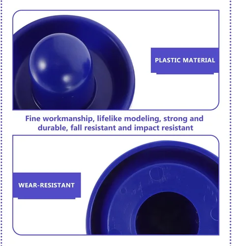 Vista 6 de Air Hockey Pushers and Pucks Set, 96mm Blue Plastic Pushers (2), 64mm Blue Plastic Pucks (4) Felt Pads (2) Replacement Accessories for Table Hockey