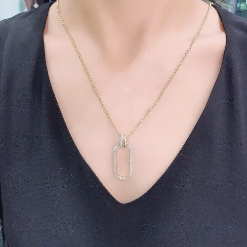 Vista 6 de Juego de joyas de moda 2022 con elementos geométricos modernos, hebilla de oro, collar con nombre para mujer, regalos románticos populares