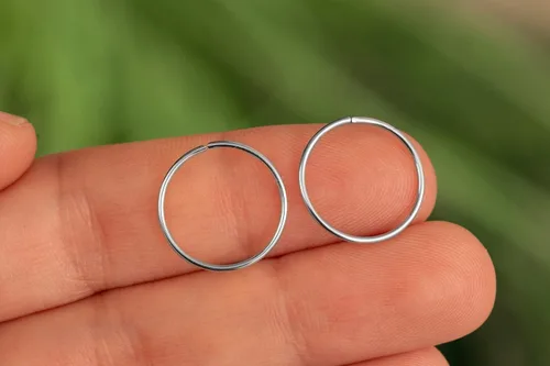 Vista 151 de Aretes de aro de oro de plata – Aretes de aro para mujer, dos piezas de aros de plata fina rellenos de oro, aro de hélice, anillo de tragus, aro
