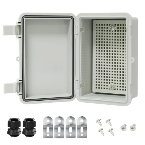 Vista 14 de Caja de conexiones IP65 impermeable carcasa de plástico ABS con cubierta transparente de PC con bisagras, caja de proyectos eléctricos con placa