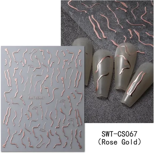 Vista 5 de Calcomanías de arte de uñas, calcomanías de uñas de línea de rayas francesas, calcomanías de puntas francesas 3D, calcomanías de arte de uñas