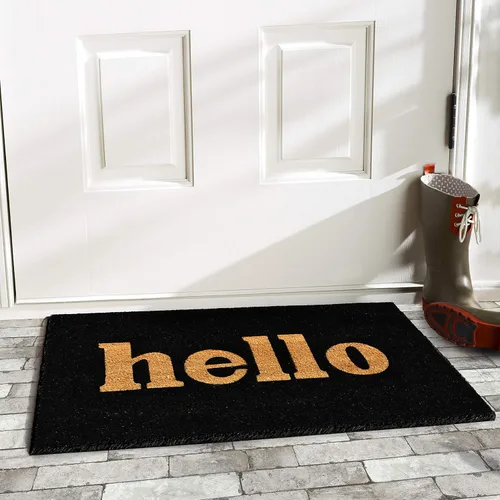 Vista 2 de Calloway Mills 100211729BNB Block Hello Felpudo de 17 x 29 pulgadas, negro/natural
