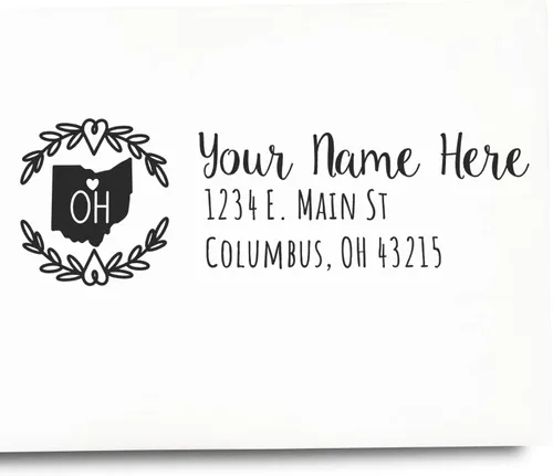 Vista 39 de State of Alabama Wreath Duo Hand Address Stamp - Personalized Rubber Stamp Montaje manual Duo