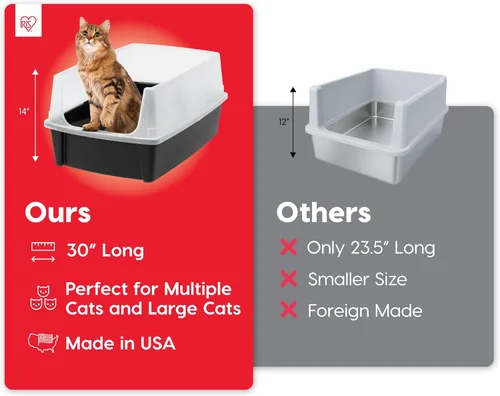Vista 6 de IRIS USA Caja de arena XX-Large para gatos, caja de arena extragrande con parte superior abierta para gatos grandes y hogares con varios gatos