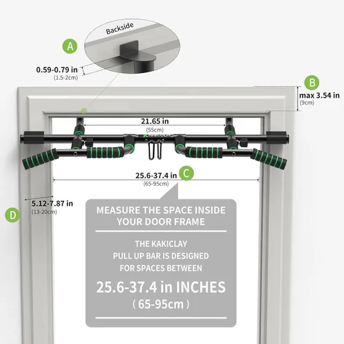 Vista 5 de KAKICLAY Nueva barra de dominadas mejorada para puerta con agarre ergonómico - Capacidad de hasta 440 libras, sin atornillar ni deslizamiento