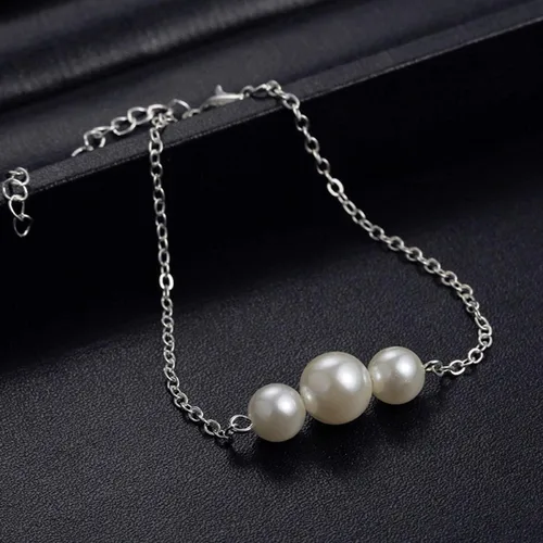 Vista 7 de Pulseras brazalete, moda mujer brillante imitación perla encanto pulsera cadena ajustable brazalete joyería - oro, Bambú