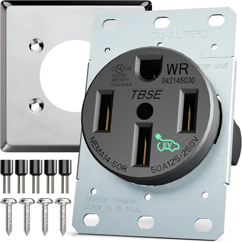 Vista 8 de BEBOBLY Caja de toma de corriente de 30 amperios para RV, receptáculo NEMA TT-30R de 125 voltios, enchufe exterior cerrado y con cerradura, panel