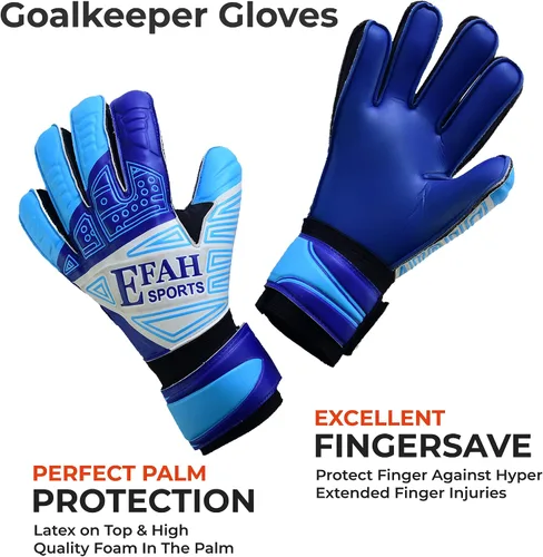Vista 3 de Guantes de portero de fútbol para niños, jóvenes, guantes de portero de fútbol con protección para dedos y agarres dobles en la muñeca