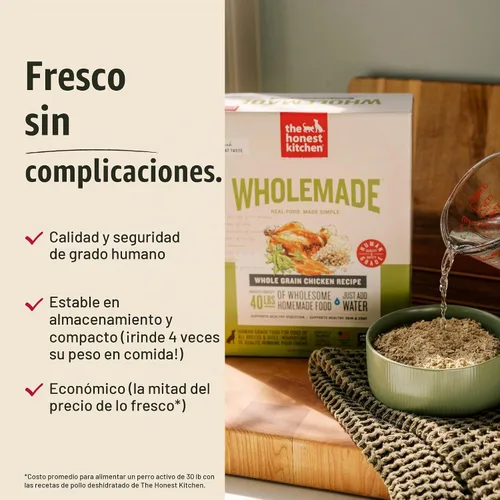 Vista 6 de The Honest Kitchen Receta integral de carne de res y salmón integral, alimento deshidratado de grado humano para perros con caldo de huesos
