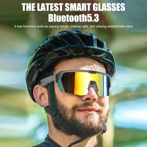 Vista 8 de OBEST - Gafas Bluetooth impermeables para ciclismo y correr Built-in Mic, Voice Assistant, Polarized Lenses,Open-Ear Speakers, UV Protection