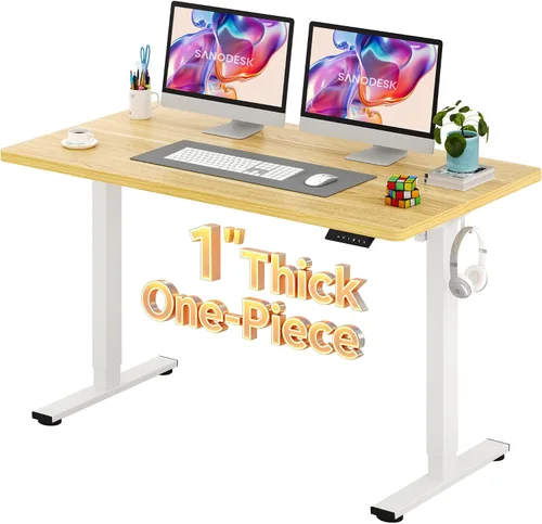 Vista 44 de SANODESK Escritorio Eléctrico de Pie de 40 x 24 pulgadas, Superficie de Una Pieza, Escritorio de Altura Ajustable con Controlador de 6 Botones Marco