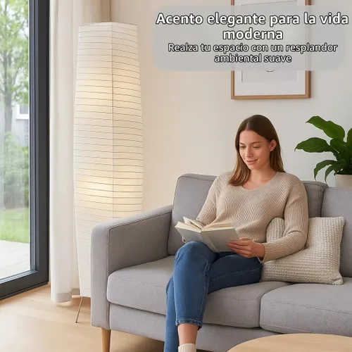 Vista 2 de LIGHTACCENTS Lámparas de pie de papel de arroz para sala de estar, paquete de 2 lámparas de pie de papel blanco con interruptor de pie