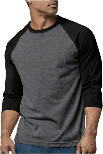 Vista 2 de Men's 3/4 Sleeve Raglan Cotton Baseball Tee Shirt
