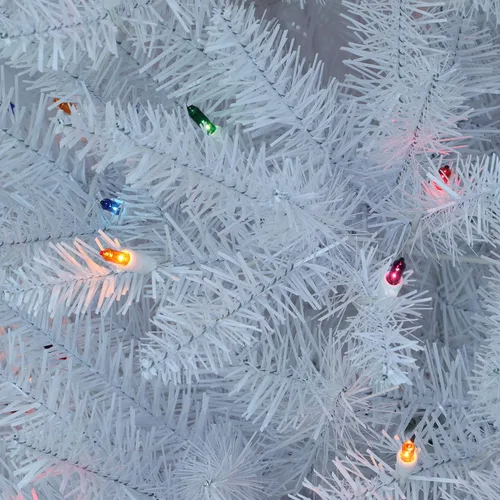 Vista 2 de Puleo International Árbol de Navidad artificial de abeto Fraser preiluminado de 4.5 pies con 150 luces, color blanco