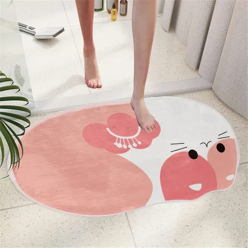 Vista 8 de Divertida alfombra de baño para gatos, bonita alfombra de baño de dibujos animados, de microfibra suave, absorbente de agua, antideslizante, tapete