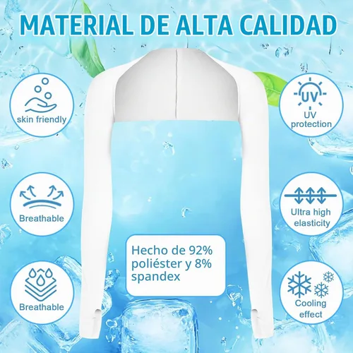 Vista 5 de PHOGARY, manguito de brazo con protección solar y UV, con enfriamiento, cómodo y transpirable, mangas anti-UV para mujer