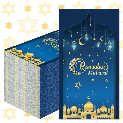 Vista 8 de Yeaqee 100 servilletas Eid Mubarak Ramadán desechables de papel mexicano para fiesta de Cinco de Mayo, suministros para fiesta, taco, fiesta