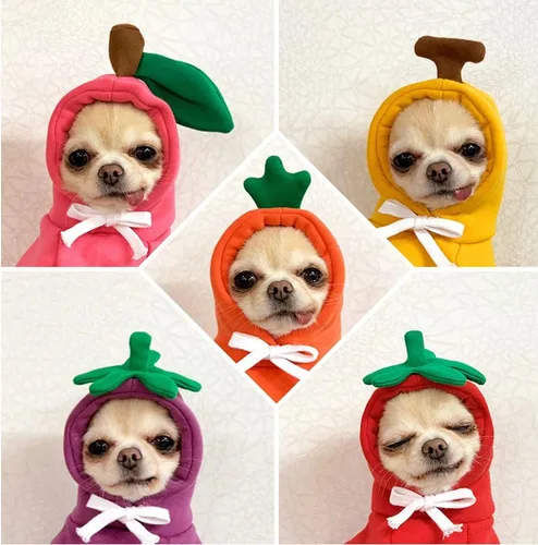 Vista 6 de XIAOYU Ropa de Apple para mascotas, sudadera con capucha de frutas para perro de Navidad, suéter de vellón para Halloween, fiesta de cosplay