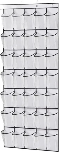 Vista 10 de Organizador de zapatos con 28 bolsillos grandes sobre la puerta, organizador de zapatos colgante para armario, zapatero transparente de alta calidad