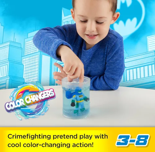 Vista 2 de Fisher-Price Imaginext DC Super Friends, juguetes de Batman, juego de figuras de 3 piezas con Harley Quinn que cambian de color para niños en edad