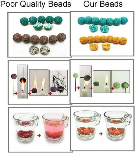 Vista 4 de Pulseras de aceite esencial, cuentas de piedra de lava, cuerda trenzada de cuero, pulseras para hombres y mujeres, 1 unidad (S5), Piedra