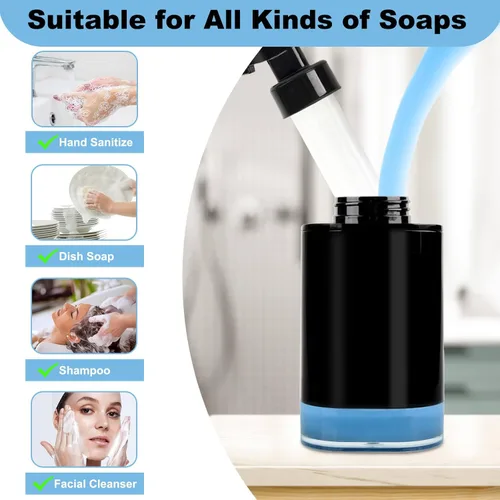 Vista 5 de AUMIO Dispensador automático de jabón líquido para manos, dispensador de jabón para encimera de baño sin contacto de 13.52 onzas, dispensador