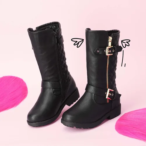 Vista 3 de DREAM PAIRS Botas de motociclista de invierno hasta la rodilla para niñas
