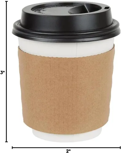 Vista 6 de Perfectware Fundas para tazas de café de 10 a 20 onzas, 500 unidades. Fundas de cartón desechables ecológicas, respetuosas con el medio ambiente