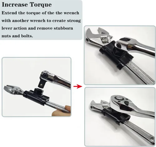 Vista 3 de Extensor de llave universal para llave hexagonal de 1/2 pulgada o 0.827 in Wrench Extension Adapter, Torque Multiplier, Cheater Bar, Break Bars