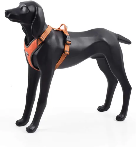 Vista 2 de Arnés para perro sin tirones, sin estrangulamiento, diseño ajustable, transpirable con rayas reflectantes, hebillas duraderas de rápida presión