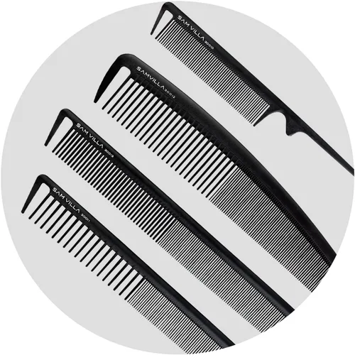 Vista 3 de Sam Villa Signature Series - Juego de 8 peines profesionales para cortar y separar el cabello con estuche