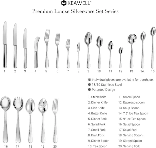 Vista 6 de KEAWELL Louise - Juego de cucharas de servir de 9 pulgadas, acero inoxidable 18/10, que une elegancia y durabilidad, exquisitos utensilios