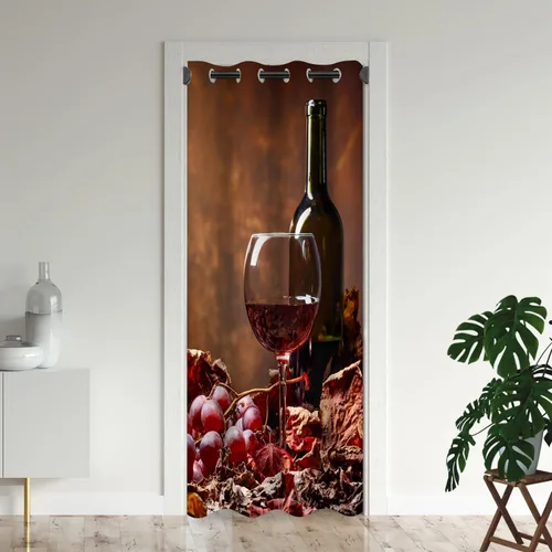 Vista 8 de Cortinas opacas románticas rústicas para puerta de vino de uva de granja para puertas de entrada, cortina opaca romántica para armario de dormitorio
