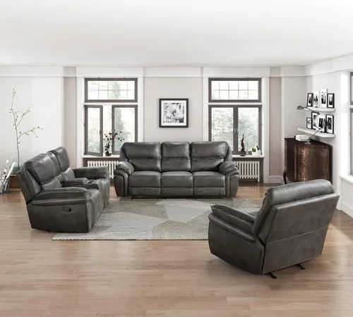 Vista 13 de Lexicon Sofá reclinable doble manual, sofá reclinable de pared de microfibra pulida para comodidad de la sala de estar, asientos de espuma sobre