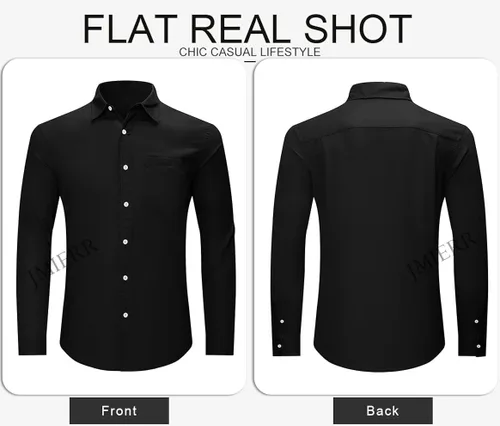 Vista 9 de JMIERR Camisa de vestir de manga larga con botones y lino de algodón para hombre