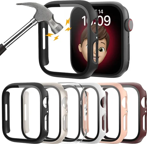 Vista 11 de Rontion - Juego de 6 fundas de PC rígida para Apple Watch de 38 mm (1.496 pulgadas) Series 3/2/1 con protector de pantalla de vidrio templado, funda