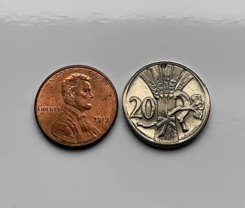 Vista 5 de 1928 Checoslovaquia 20 Haleru moneda colgante León checo Escudo eslovaco Praga Brno Bratislava Ostrava Bohemia Moravia Puente de Carlos Karlstejn