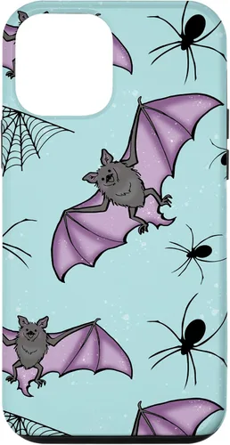 Vista 16 de iPhone 16 lindo vampiro murciélago decoración de Halloween para niñas púrpura y menta caso