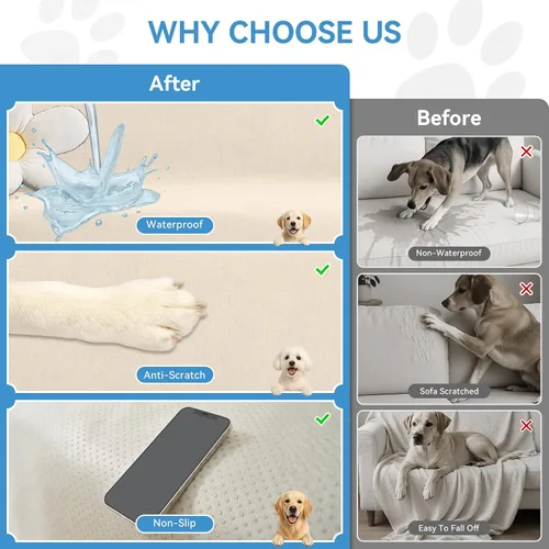 Vista 4 de Deep Dream Fundas para sofá modular, 2 piezas, 100% impermeable, funda de sofá en forma de L, funda de sofá antideslizante para perros y gatos