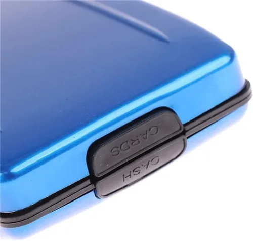 Vista 5 de Billetera de acero inoxidable con clip Pro Secure Tech, carteras antirrobo con calcomanías de bricolaje, impermeable, plegable, delgada, de aleación