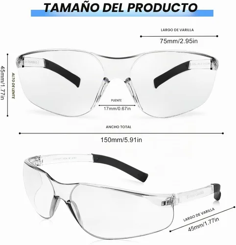 Vista 2 de WFEANG Gafas de seguridad con certificación ANSI Z87.1 para hombres y mujeres, gafas protectoras de laboratorio duraderas para química e